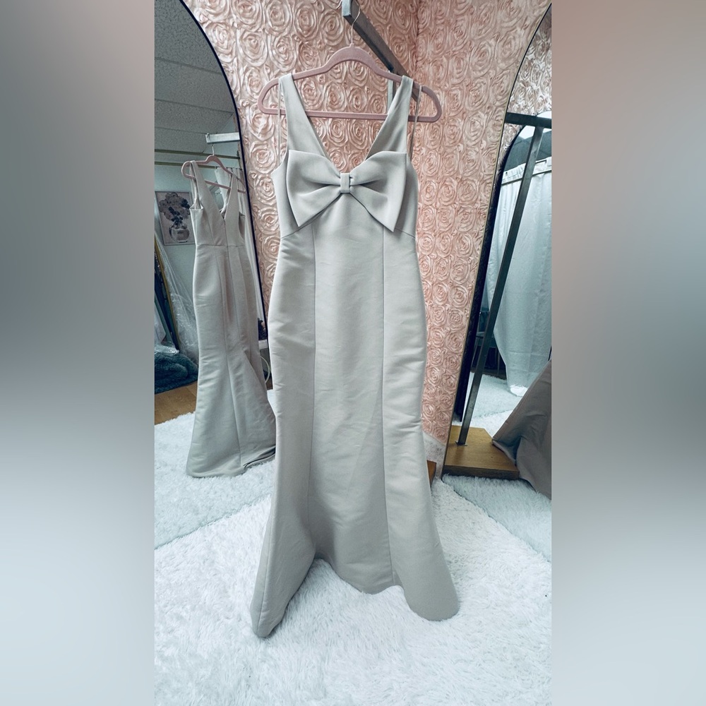 Amsale Grey Dress with Bow
